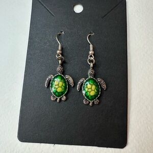 Green Turtle Earrings